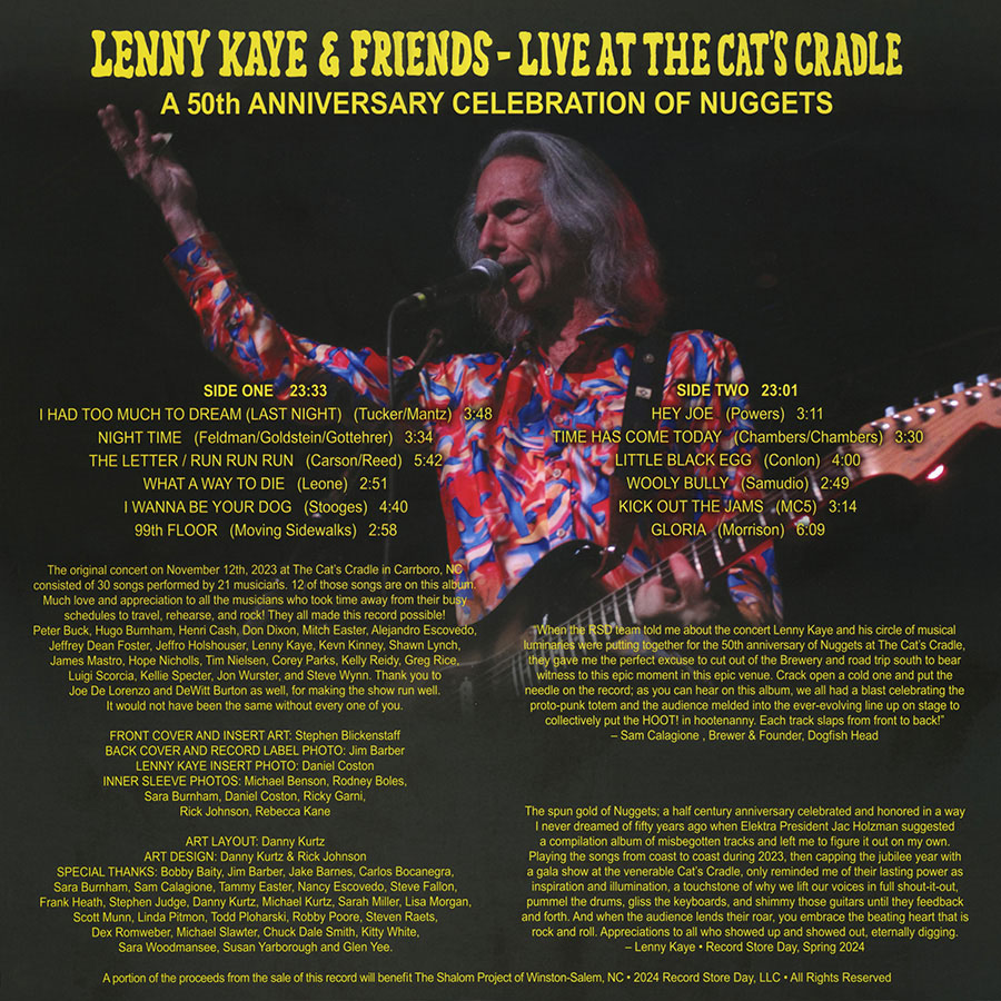 Hope Nicholls LP Lenny Kaye and Friends Live At The Cat's Cradle insert front